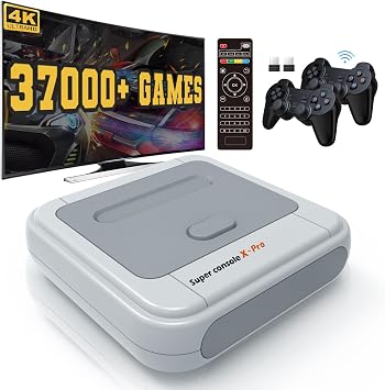 Kinhank Retro Game Console, Super Console X PRO Built-in 37,000+ Games, Video Game Console for 4K TV HD/AV Output, Wireless 2.4G Controllers
