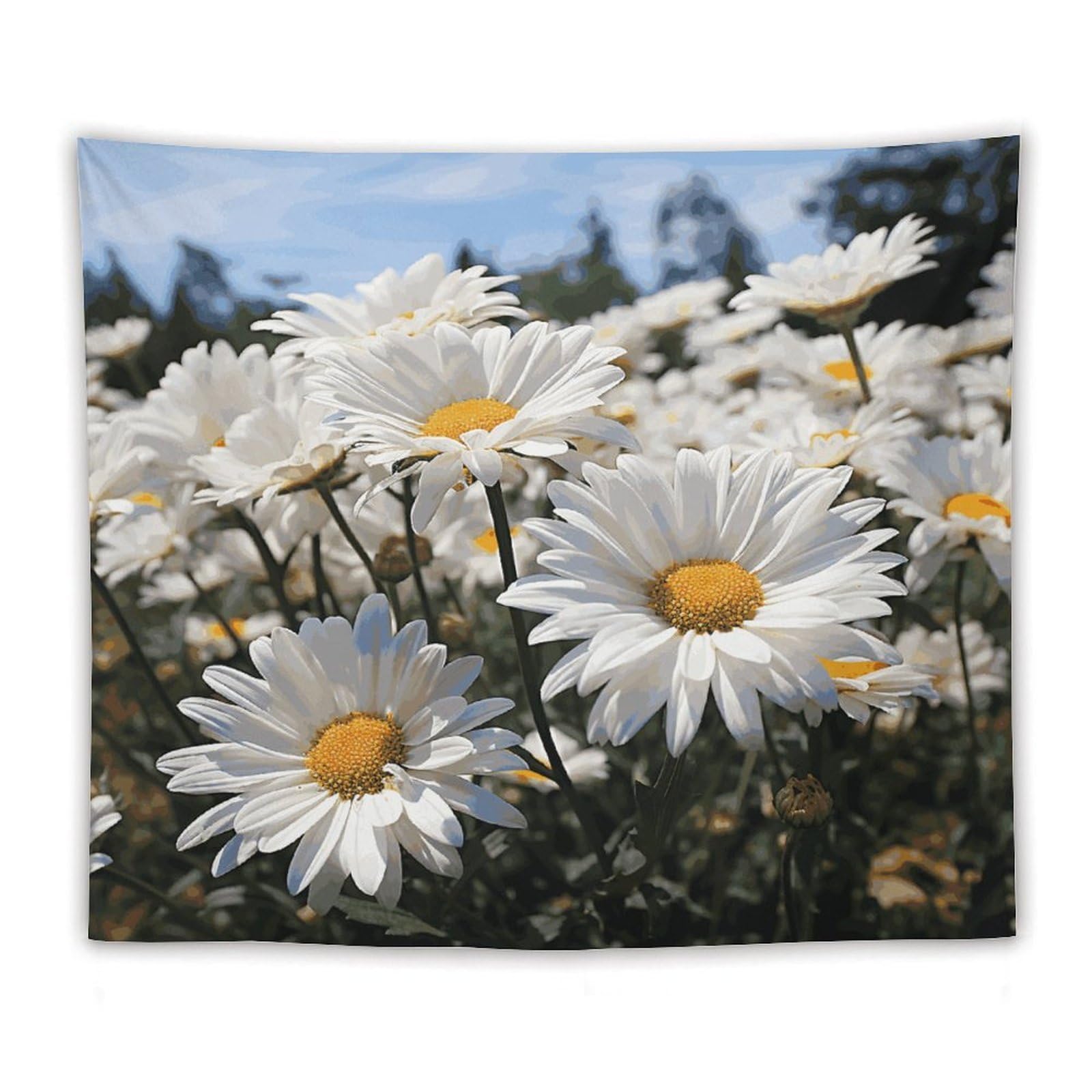 LDGSUPH Wild White Daisies Tapestry Wall Hanging Decor Anti-fading Aesthetic Wall Tapestries Fashion Wall Blanket Decor Modern Wall Art Tapestry for Bedroom Home Decor 50"x60"