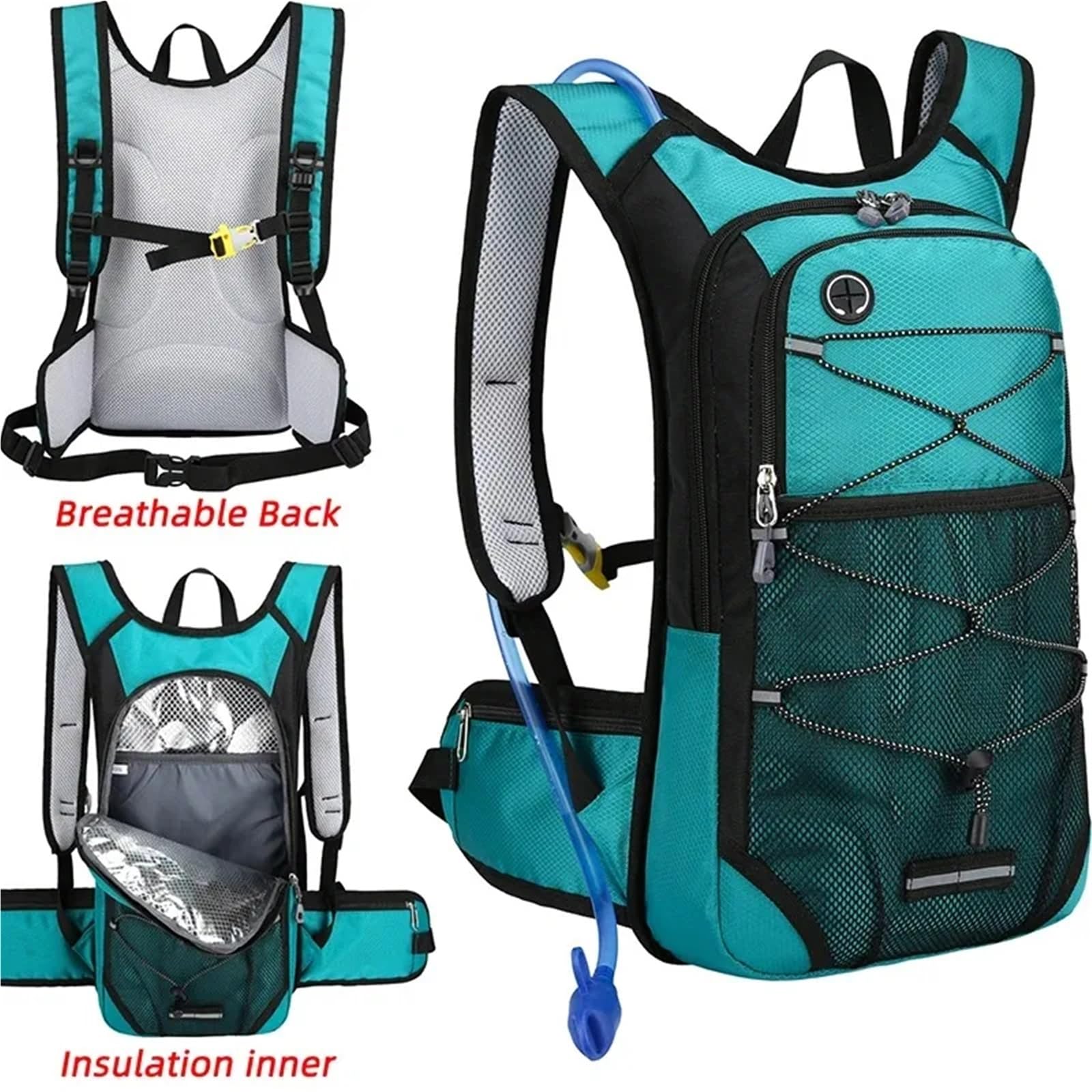 Fahrradrucksack 13L Fahrrad Radfahren Wasser Tasche Rucksack Outdoor Sport Laufen Klettern Wandern Trinkblase Lagerung Pack Wasserdichter Rucksack(Green)