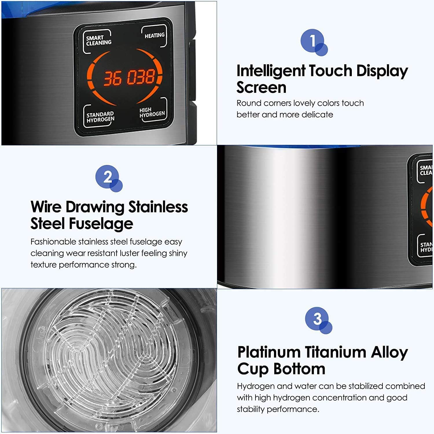 [Upgraded Version] BDYING Hydrogen Water Generator with New SPE and PEM Technology,2L Large Capacity Hydrogen Alkaline Water Pitcher Maker Machine,Make Hydrogen Content up to 1500 PPB