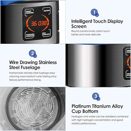 Miniatura 6 de [Versión mejorada] Generador de agua de hidrógeno BDYING con nueva tecnología SPE y PEM, máquina para hacer jarra de agua alcalina de hidrógeno de