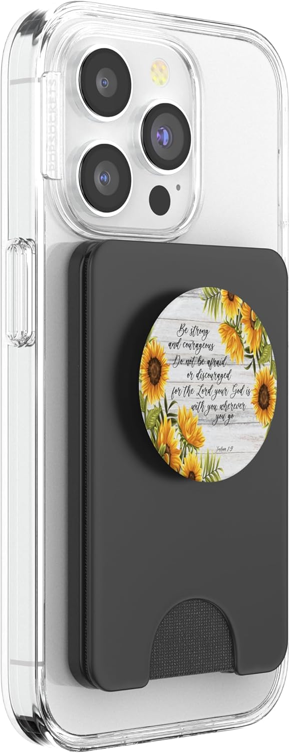 Joshua 1 9 Christian Bible Verse Sunflower Scripture Quote PopSockets PopWallet for MagSafe