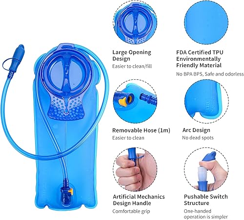 Miniatura 2 de BQA Depósito de vejiga de agua de hidratación para senderismo, ciclismo, escalada, ciclismo, correr, gran apertura