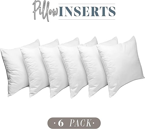 Miniatura 2 de Elegant Comfort Paquete de 6 rellenos de almohada de polialgodón, relleno de fibra siliconada, 20 x 20 pulgadas, blanco, 6 unidades