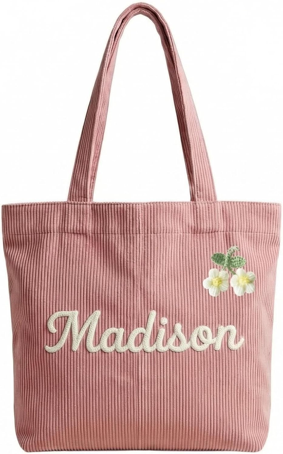 Personalized corduroy handbag, casual shoulder bag with custom name/letter patterns. Durable cotton travel bag, ideal gift for bridesmaids, teachers, and for Christmas, birthdays or honeymoons.