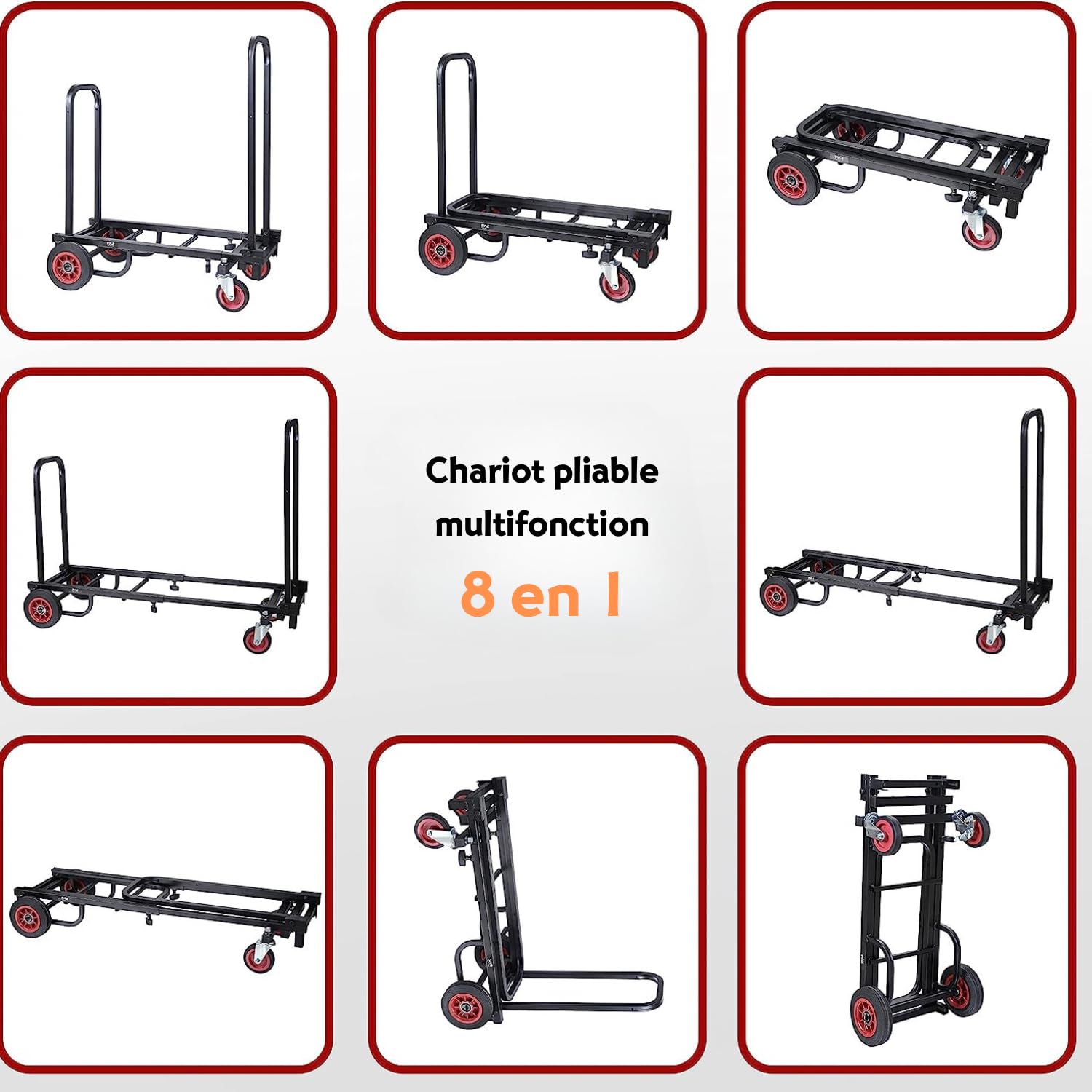 Pyle Chariot de Transport/Manutention, Chariot Pliable/Déménagement, avec Roues R-Trac, Extensible de 70 à 112 cm