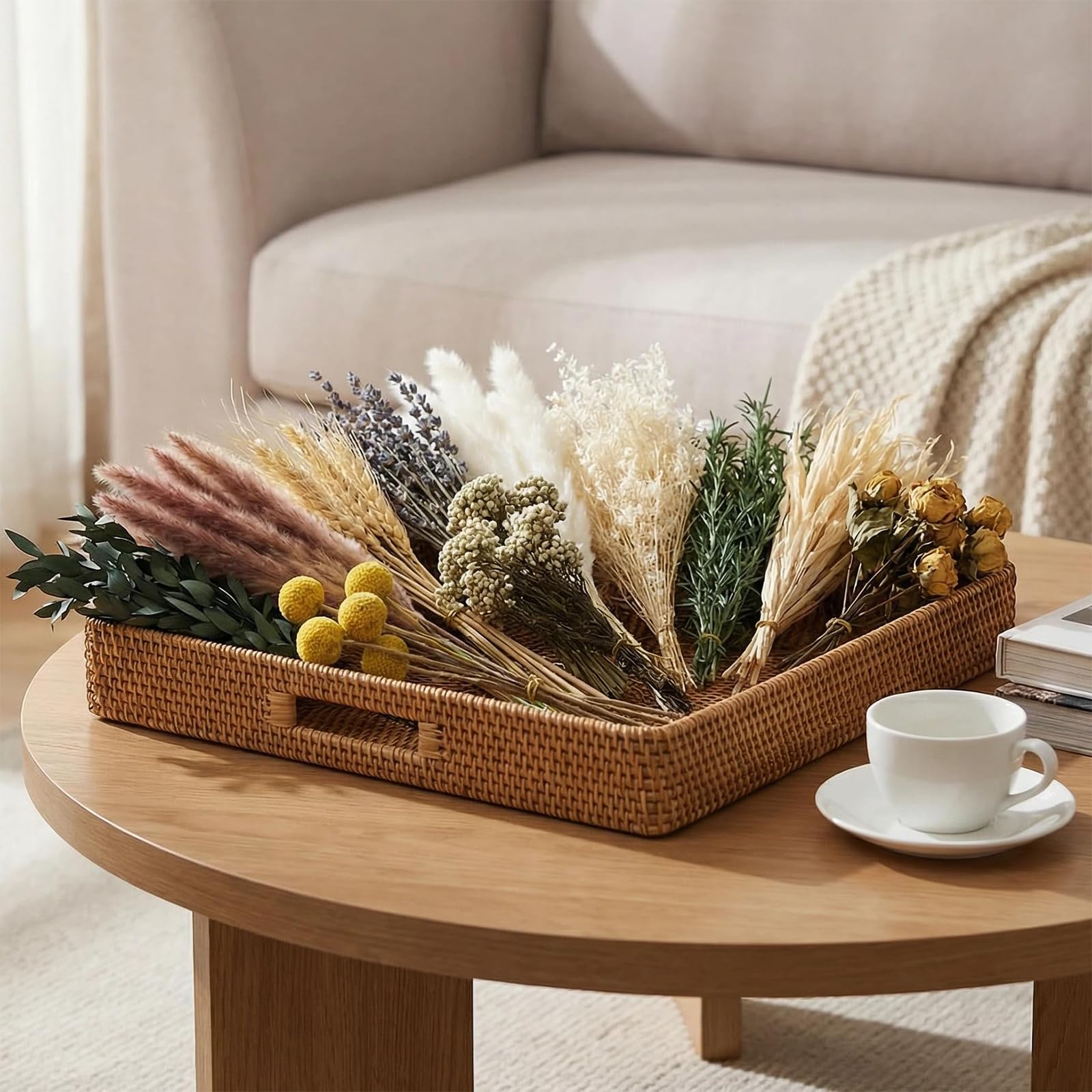 DIY Set mit natürlichen Trockenblumen–Mini-Trockenblumen in großen Mengen,16 Verschiedene Trockenblumen mit Stielen für Vasen,Bastelarbeiten und rustikale Dekoration