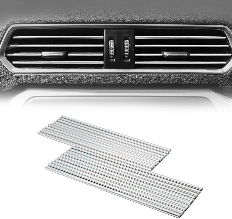 Friso decorativo para saída de ar-condicionado automotivo FDCTSD em PVC – 20 unidades Silver