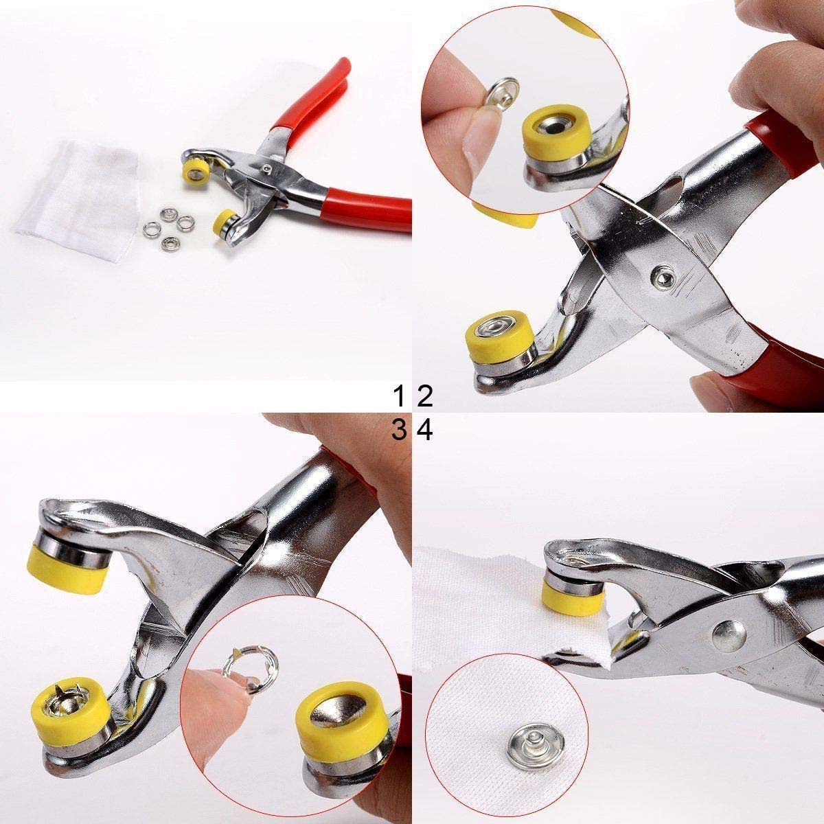Trimming Shop - Broches de presión (9,5 mm, latón Plateado), diseño de Anillo de Prensa para bebés, Baberos, Ropa de niños, Ropa Personalizada o proyectos de Bricolaje, latón, 9,5 mm