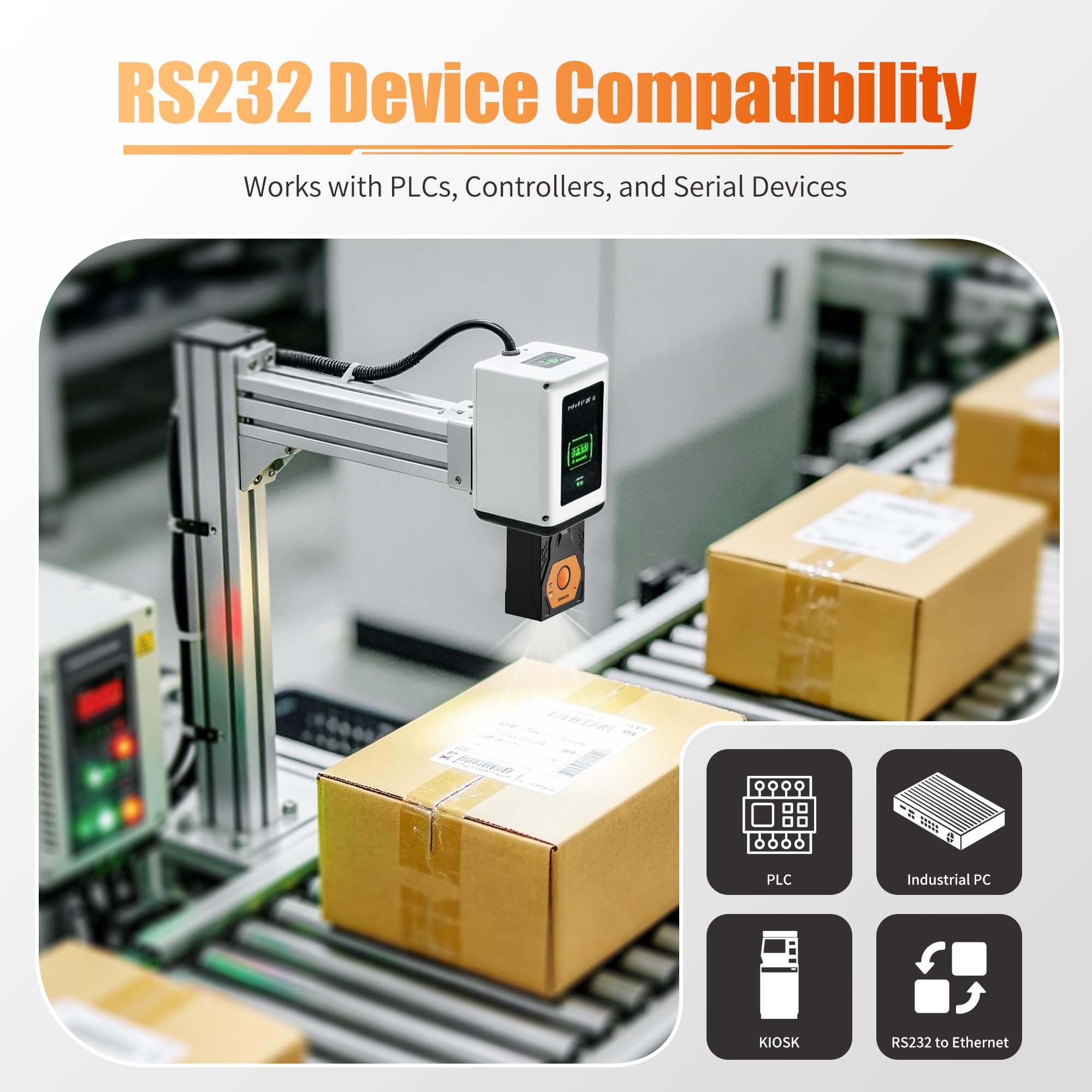 NETUM NT-480 (RS232) Lettore di codici a barre integrato, scanner 2D a montaggio fisso per codici QR e 1D, modulo di scansione omnidirezionale a mani libere per automazione industriale, chiosco, OEM e