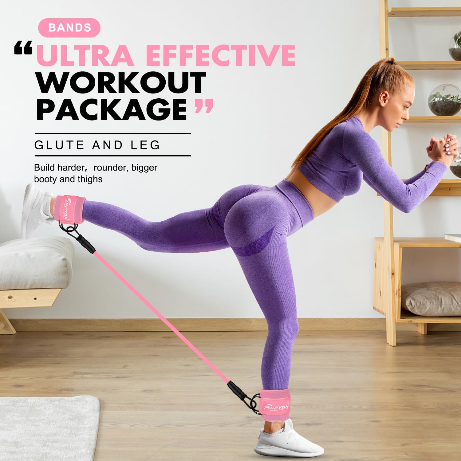 Ankle Bands for Working Out with Cuffs, Exercise Bands, Resistance Bands for Leg Butt Training Workout Equipment for Kickbacks Hip Gluteus Training Exercises, Ankle Strap with Exercise Bands image 3