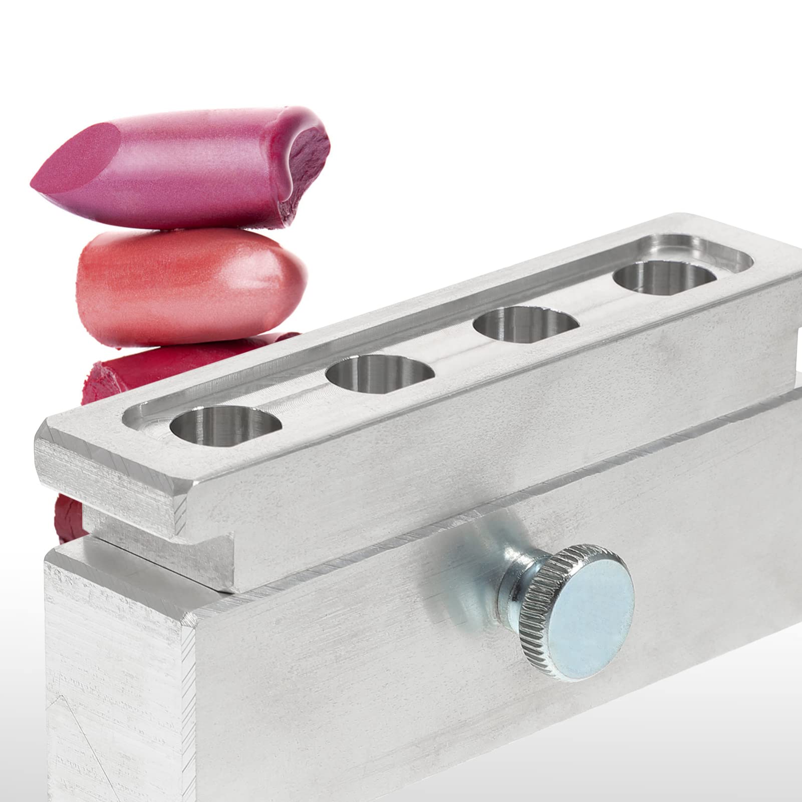 Lippenstiftform aus Aluminiumlegierung 4 Löcher Leichtes Entformen in 1 Sekunde für Lippenstift und Lippenbalsam zum Selbermachen