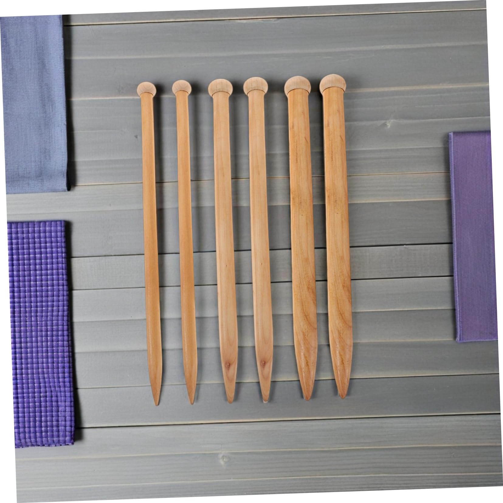Homoyoyo 6piezas Agujas de Tejer de Madera Grandes para Hilo Grueso Agujas Rectas para Bufandas y Suéteres Suministros de Bricolaje para Principiantes
