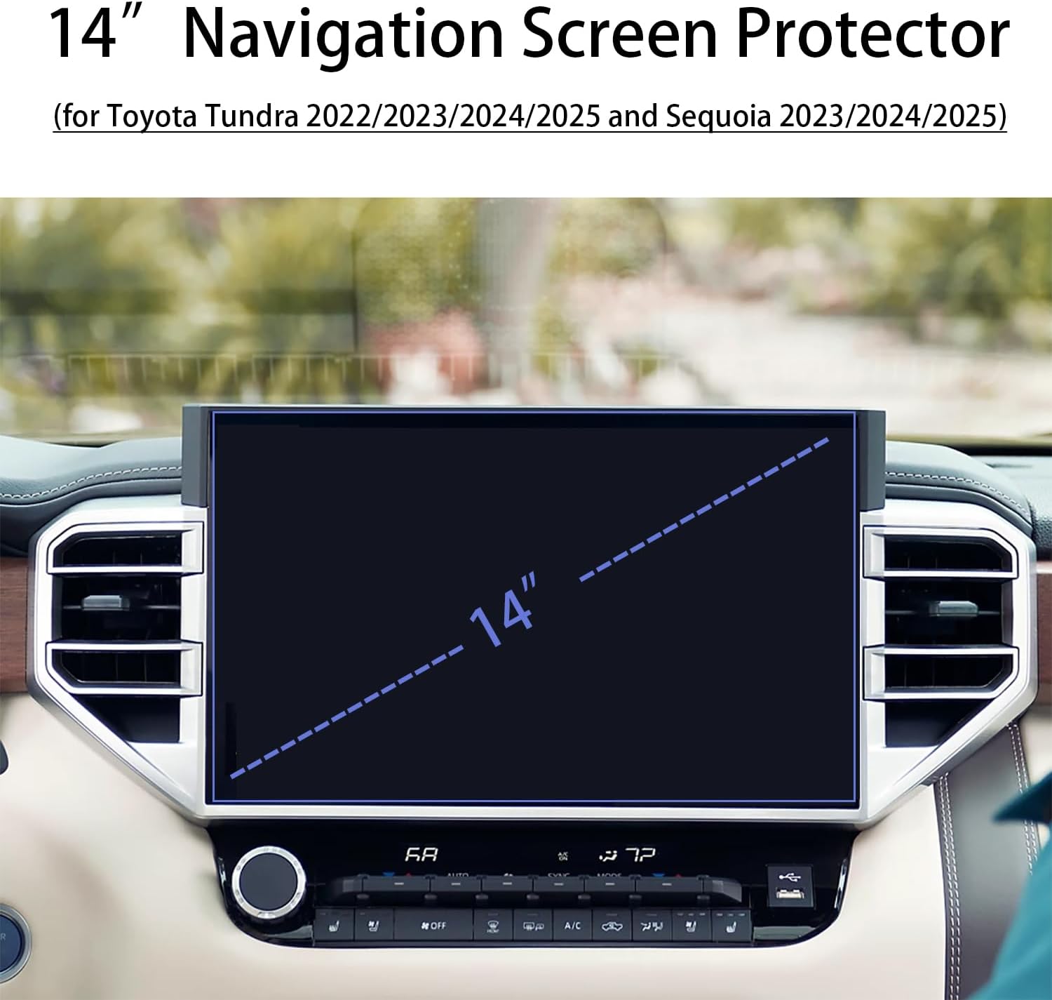 Tempered Glass Screen Protector [Anti-Glare & Fingerprint] For 2026 2025 2024-2022 Toyota Tundra & 2026 2025-2023 Sequoia 14 Inch Navigation Touchscreen Matte 9H Anti-Scratch Accessories