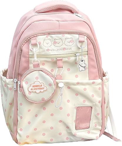 Cute Backpack for Women Purse - Cute Harajuku Bookbag 15.6 Inch Laptop Bag Lightweight Travel Daypack Bookbag Purse (pink)