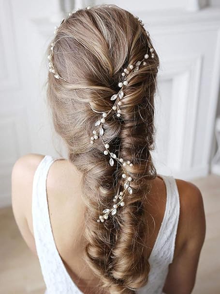 Unicra Wedding Silver Hair Vine with Beads and Crystals Bridal Headpiece Headbands Wedding Hair Accessories for Brides and Bridesmaids?31.5in? (Silver)