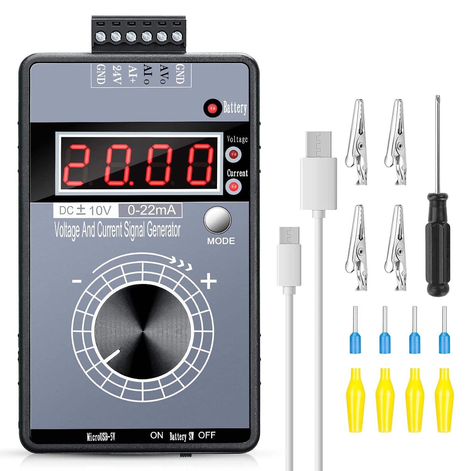 Seesii 0-22mA/4-20mA DC 0-10V Signal Generator, Mini Adjuatable Function Generator with LCD Display, Current Voltage Analog Generator