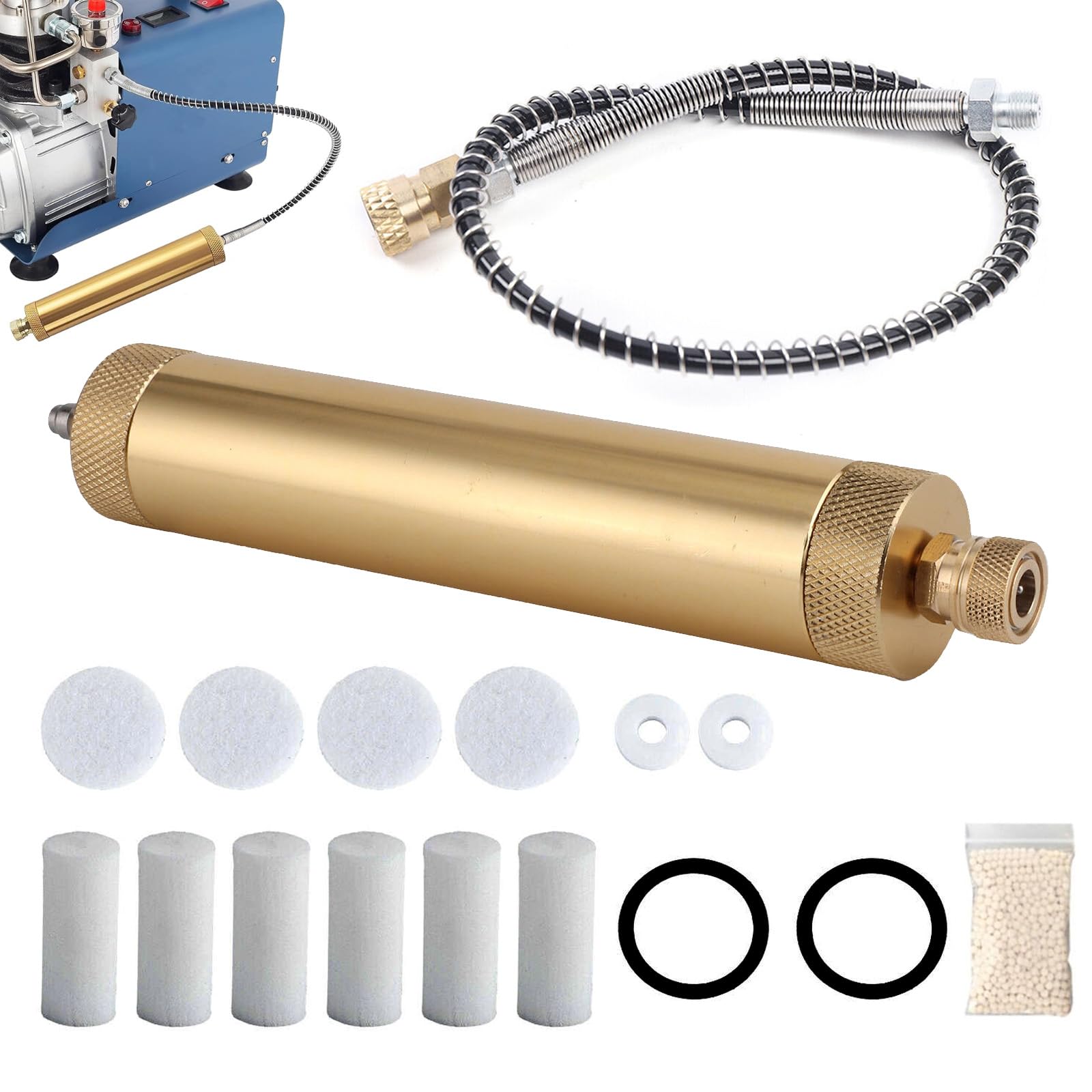 Filtre De Compresseur D'Air, RéGulateur De SéParateur Huile-Eau 17 PièCes Kit De Filtre De Compresseur D'Air Q35 Pcp Pompe De Filtre à Air SéParateur D'Eau Et D'Huile SéParateur D'Eau De Compresseur
