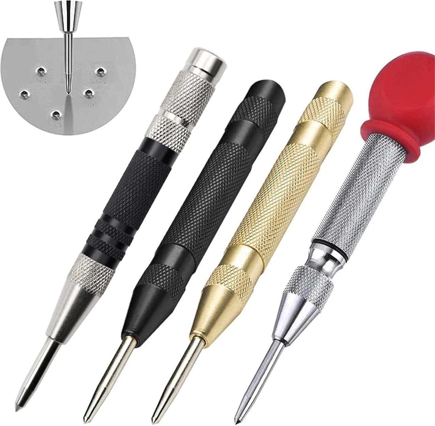 Automatic Center Punch Automatic Metal Punch Tool Wood Chisel Joinery Carpenter Tool 1Pcs(Black)