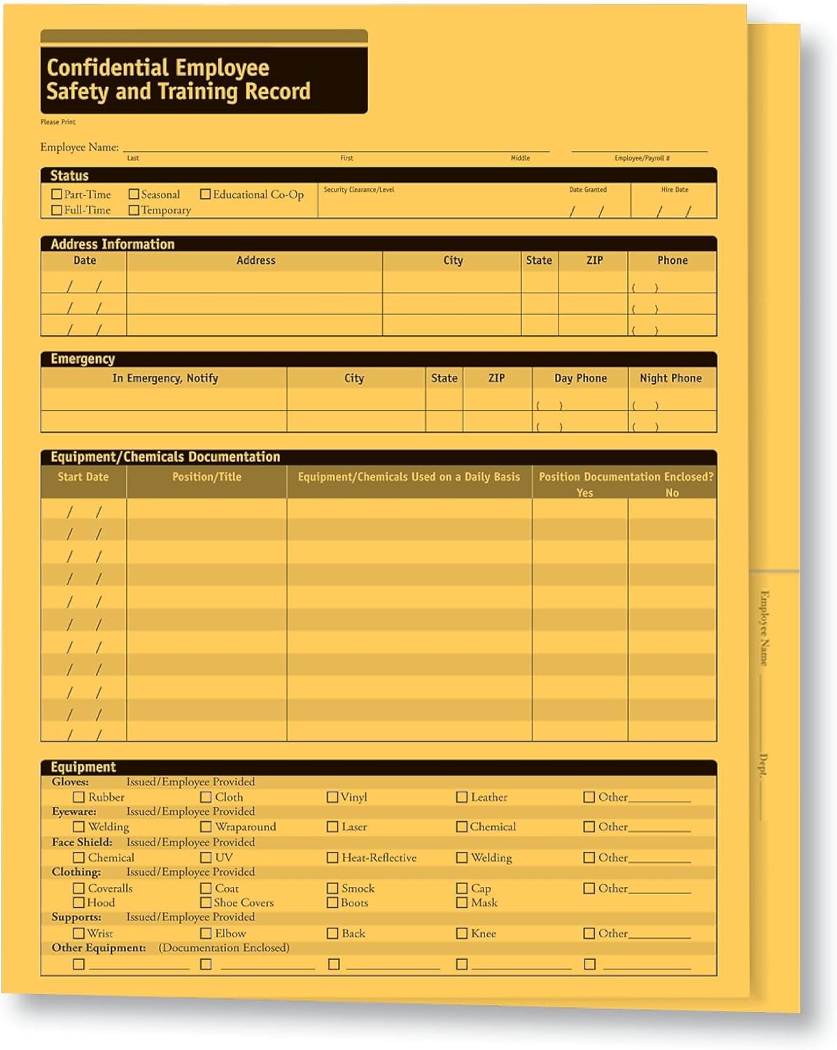 ComplyRight Confidential Employee Safety and Training Record Folder | 9-1/2” x 11-3/4” | File Folder | 25 Pack