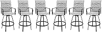 Vista 9 de Vongrasig Juego de 2 Sillas Giratorias de Bar para Patio Exterior, Taburetes de Bar Altos con Textil Tipo Sling Acolchado Resistente a Todo Clima