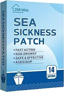 Sea Sickness Patch for Cruise - All Natural, 24-Hour Long Lasting, Water-Proof, Non-Drowsy, Safe for Children 3+