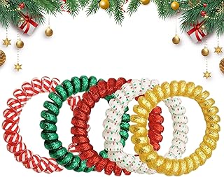 ヘアタイ,クリスマス エラスティック スパイラル スクランチ,ダメージなし 太め ヘアバンド - 細い髪 太い髪 長い髪 対応 女性 女の子 花嫁 パーティー 日常 家庭 休日 デート 旅行 誕生日 ジム 通勤