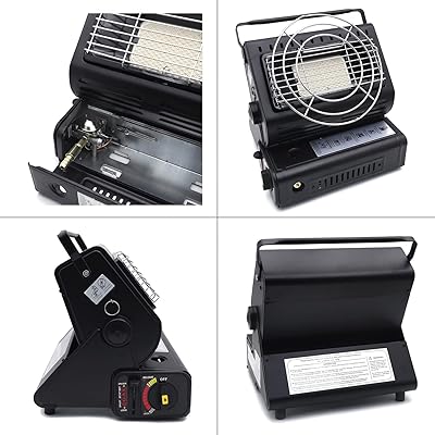 XKH- Black Ourdoor Camping Butane LP Gas Ceramic Heater Burner Warmer For Emergency Heating Cooking Stove [P/N: ET-COOK009-BK]