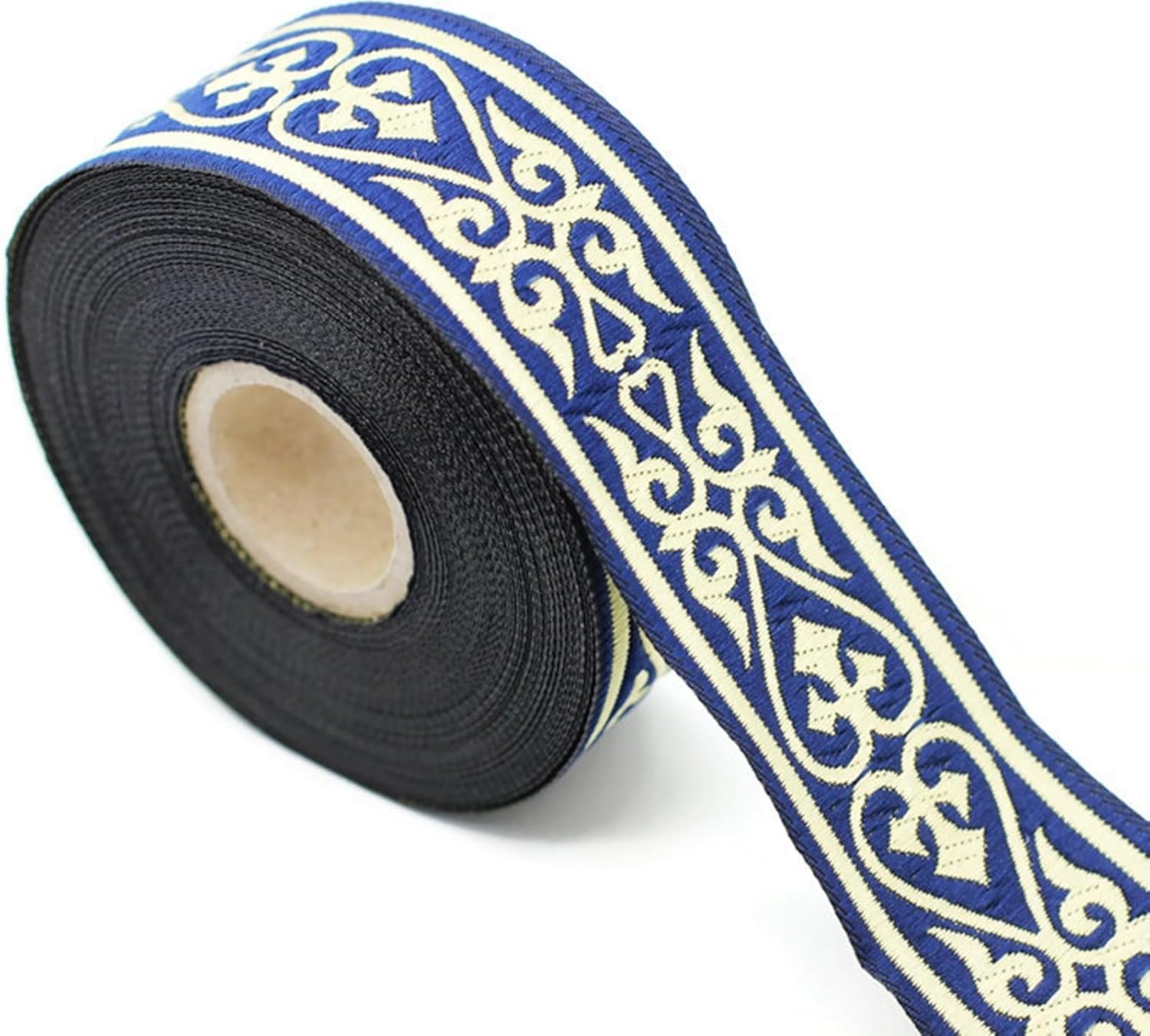 11 Yard Spool 1.37" Wide Royal Blue Celtic Heart Jacquard Ribbons Heart Embroidered Ribbons Jacquard Trim Sewing Lace Fabric 35068
