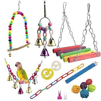 O'woda 20 Packs Bird Parrot Swing Chewing Toys, Parrots Chewing Hanging Pet Birds Cage Toys Suitable for Small Parakeets, Cockatiels, Conures, Finches,Budgie,Macaws, Parrots, Love Birds