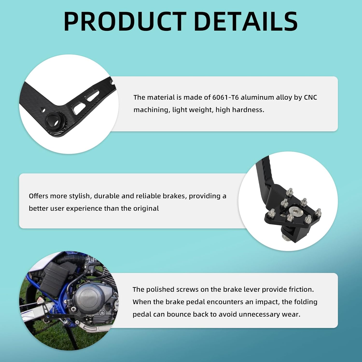 Dirt Bike Rear Brake Pedal for TTR 125,CNC Folding Motorcycle Pit Bike Brake Foot Lever for TTR125LE 08-09 11-25/TTR125E 05-09/TTR125L 05-08-Blue