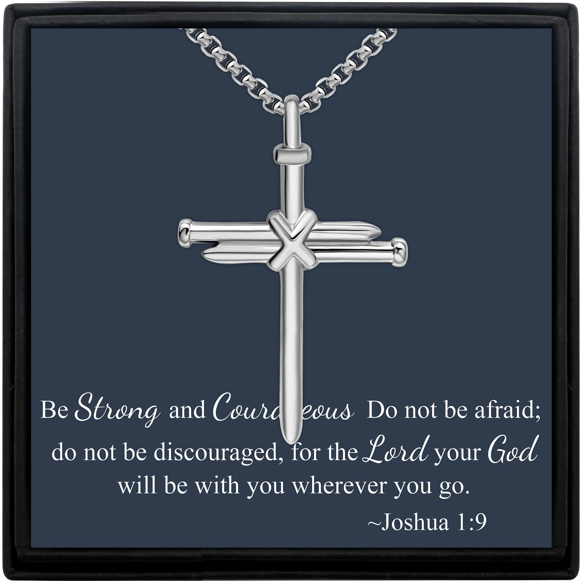 MOOGEENCross Necklace for Men Black Silver Gold Stainless Steel Christian Bible Verse Jewelry Birthday Graduation Fathers Day Valentine's Day Christmas Gifts for Men Son Husband Boyfriend Dad Friends