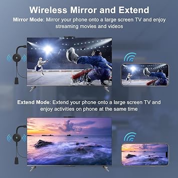 Miracast HDMI Dongle 4K Wireless HDMI Screen Mirroring Diaplay Streamer Adapter 5G/2.4Hz Transmitter and Receiver of Video/Audio Transmission from Laptop PC Smartphone to TV Projector Monitor