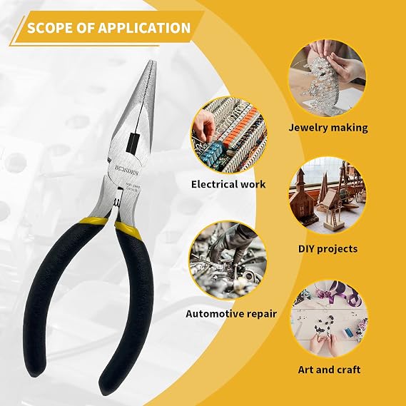 BOOSDEN 5 Inch Needle Nose Pliers with Side Cutter, Small Long Nose Pliers Mini, Precision Spring Loaded Pliers for Electronics, Jewelry Making, Working in Tight Areas, Side Cutting Pliers
