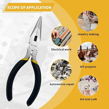 BOOSDEN 5 Inch Needle Nose Pliers with Side Cutter, Small Long Nose Pliers Mini, Precision Spring Loaded Pliers for Electronics, Jewelry Making, Working in Tight Areas, Side Cutting Pliers