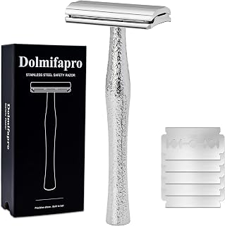Double Edge Safety Razor, 304 Stainless Steel, 30° Fixed Angle, Silver | Textured Ergonomic Handle, 90 g Head-Forward Weight, Reusable Metal Design