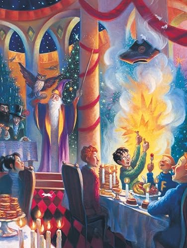 Miniatura 8 de New York Puzzle Company - Harry Potter Three Broomsticks - Rompecabezas de 500 piezas para noches de juego familiares por Mary GrandPré Navidad