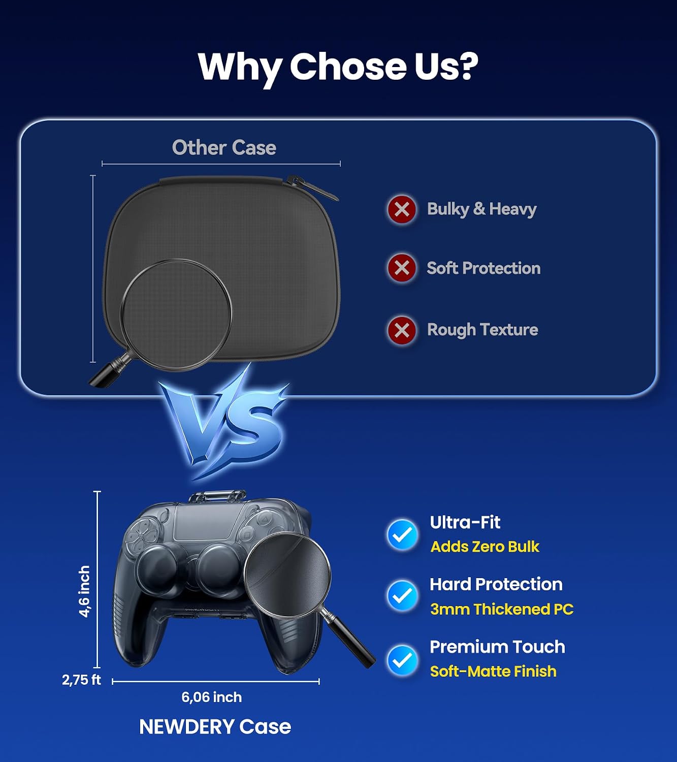 NEWDERY Protective Case for PS5 DualSense Wireless Controller, Travel Carrying Case with Hand Strap, Hard Shell Joystick Protector, Dust-Resistant, Anti-Scratch, Shock-Proof 3 71eVMdJfUKL. SL1500