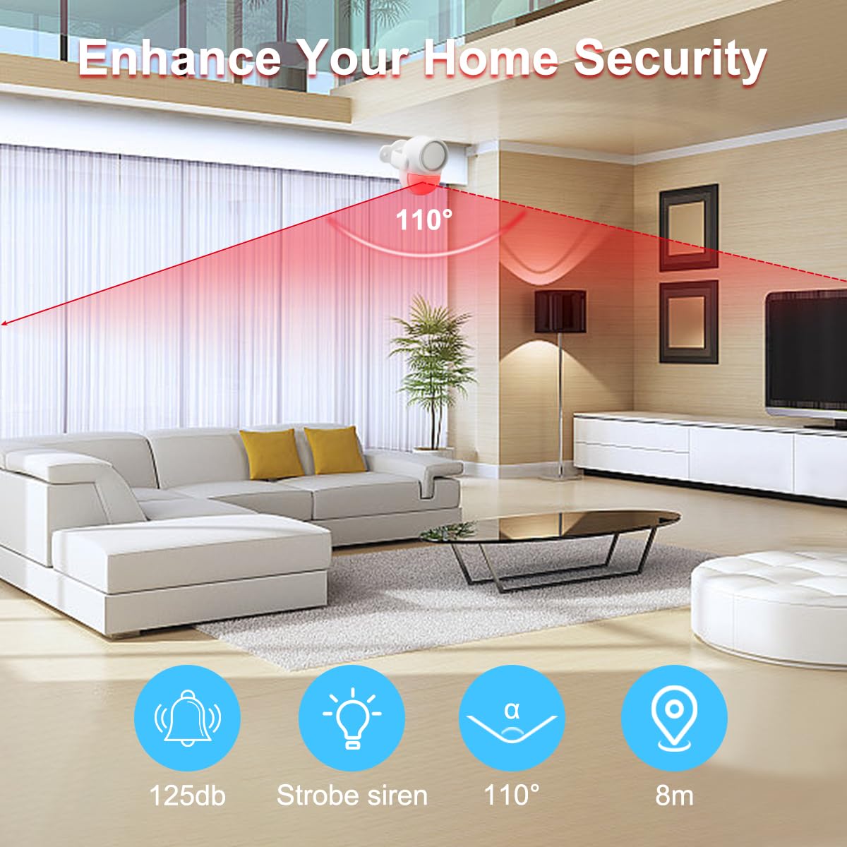 GALOOK Alarmas para Casa con 2 Control Remoto, Sensor de Movimiento con Alarma para Casa, Tienda, Oficina, Furgoneta, Garaje, Control Remoto Infrarrojo Sistema de Alarma Antirrobo, 125dB