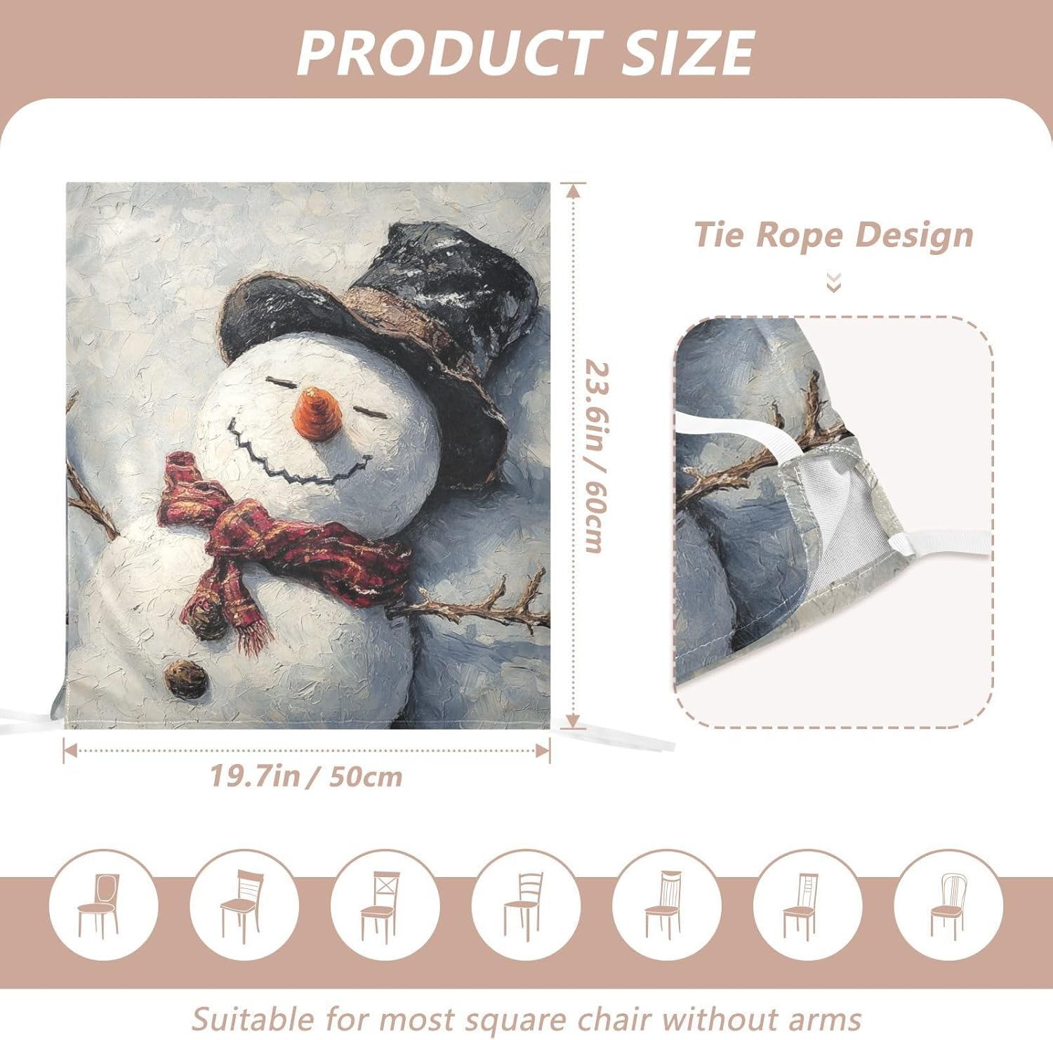 ALAZA Lying Snowman Chair Back Cover Set of 6, Washable Reusable Removable Chair Slipcovers Decorative Chair Cover for Home Kitchen Wedding Party