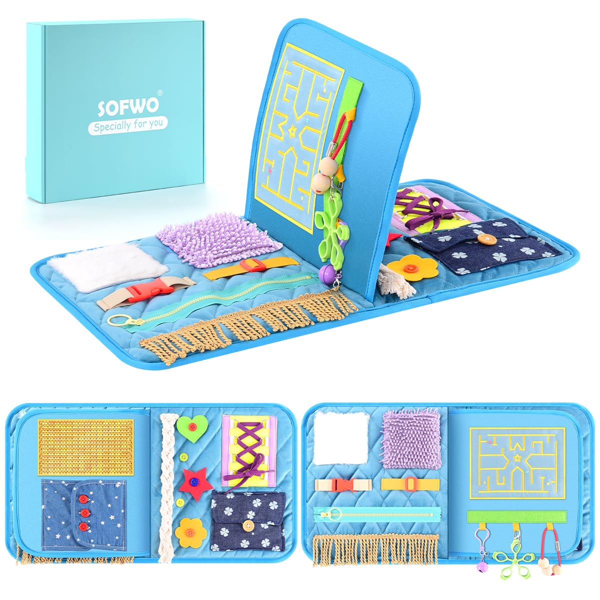 SOFWO Fidget Blanket for Adults with Dementia,Alzheimers Dementia Activities Products for Elderly and Seniors,Gift Game and Toy for Alzheimer’s or Dementia Busy Blanket.(11.4 x 20.3 in)