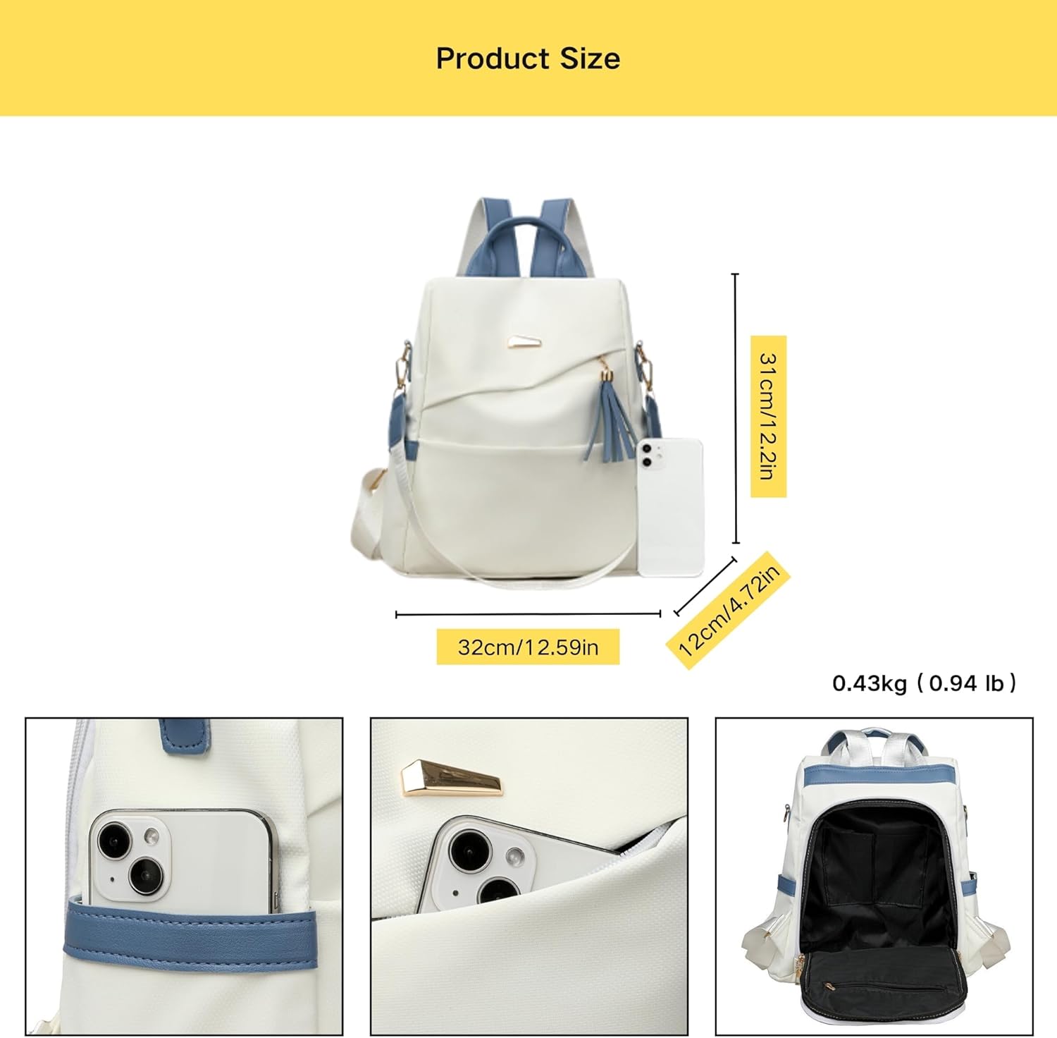 Mini Fashion Backpack for Women, Small Lightweight Nylon Anti-theft Casual Travel Daypack Purse with Water Bottle Pocket (【Black/Pink】) - Image 2