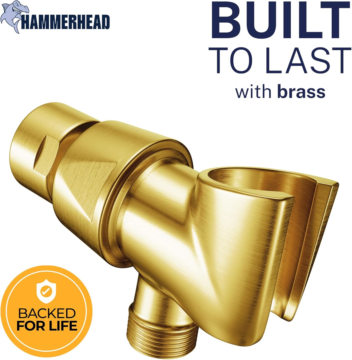 HmerHead Showers Solid Metal Handheld Showerhead Holder, Adjustable Wand