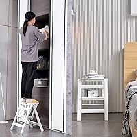 Vista 3 de TOF&HAMY Taburete plegable de 2 niveles, taburete plegable multifuncional de madera maciza, taburete de escalera para el hogar y la oficina, 330
