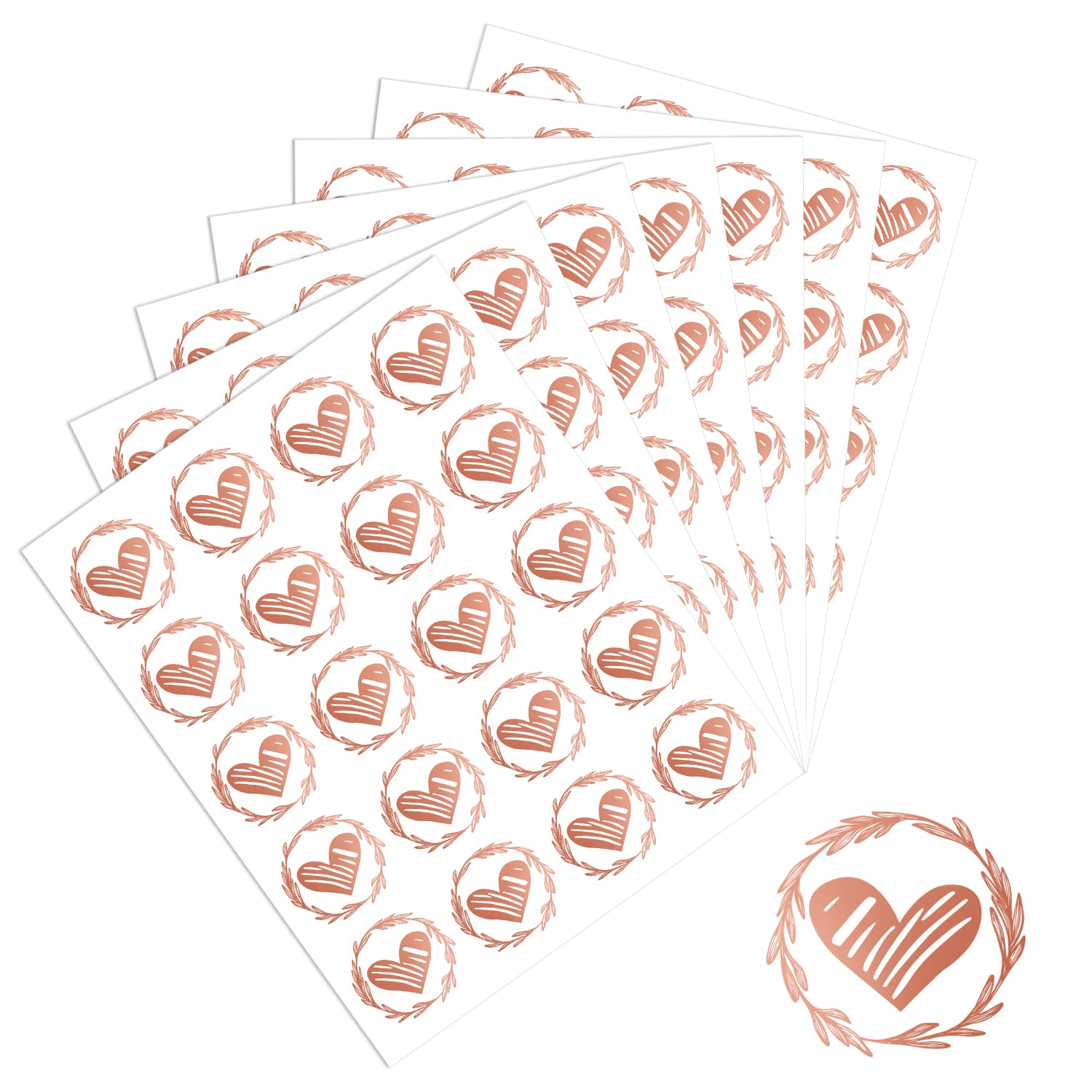SAVITA 500 pegatinas envelope en forma de patio, transparente pegatinas sobre boda, 3,2 cm redondas, pegatinas en forma de patio para invitaciones de boda DIY (oro rosa)