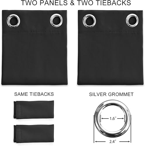 Miniatura 73 de Cortinas Opacas para Dormitorio con Aislamiento Térmico de Ojales Sólidos para Ventana Extra Anchas para Puerta Corredera, Juego de 2 Paneles de
