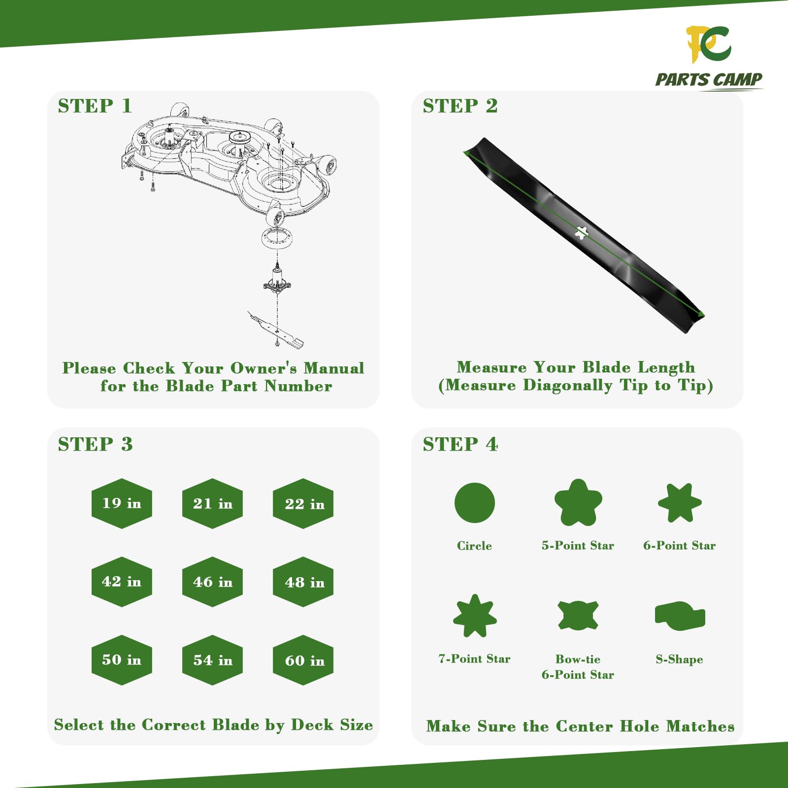 Parts Camp Juego de 2 cuchillas para cortacésped 134149 532134149 para cubierta de cortacésped de 42 pulgadas 138971 532138971 138498 532138498 cuchillas de repuesto para Hus qvarna YTH18542 YTA18542