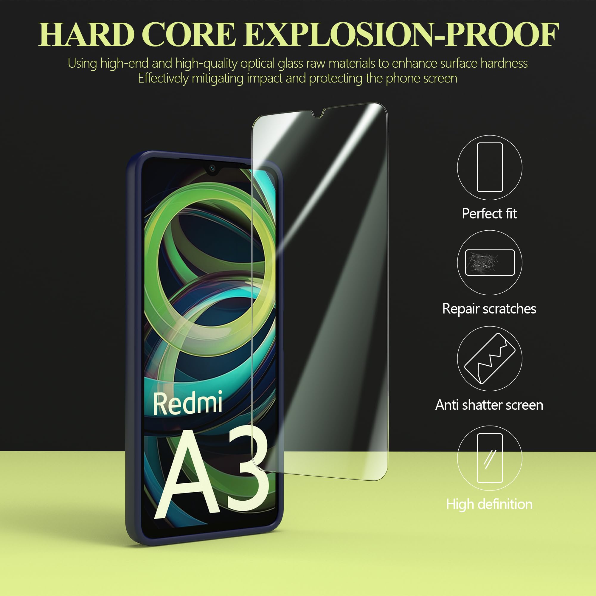 MIKULLE Cover per Xiaomi Redmi A3 4G con 1 Pezzi Pellicola