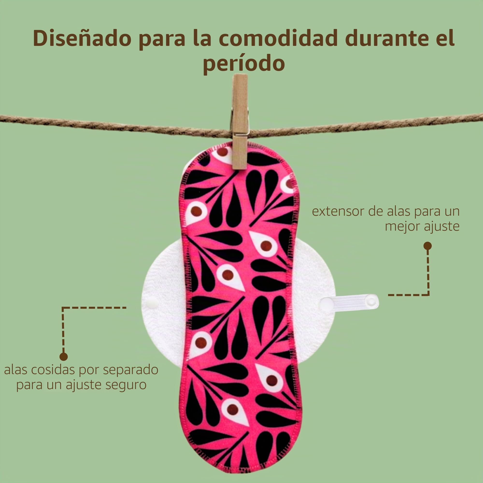 Compresas reutilizables en algodón orgánico para flujo abundante e incontinencia (L+XL, 6 uds.); lavables a alta T°, HECHAS EN LA UE; suaves, no irritantes y cómodas, compresas de tela para mujeres