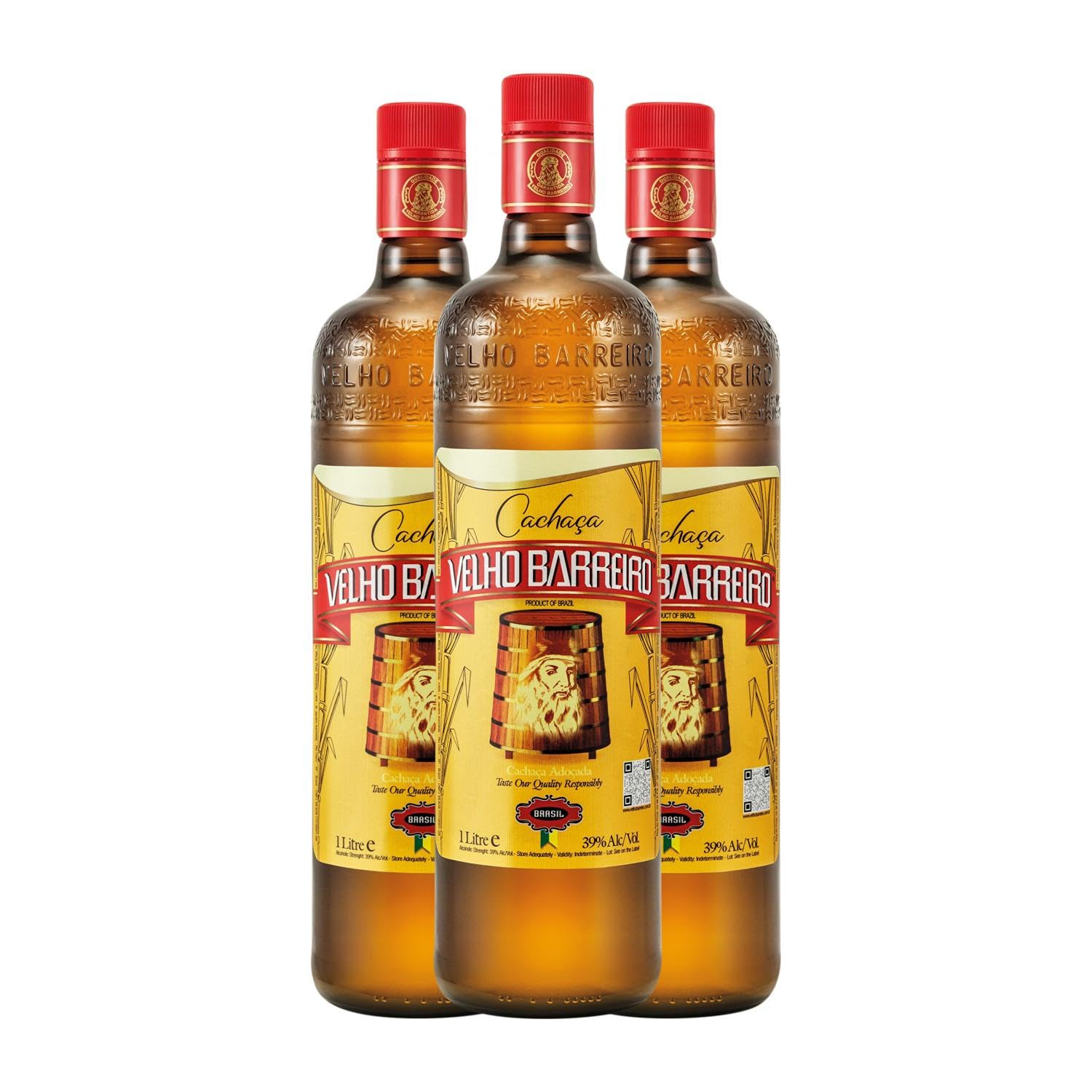 Cachaza Velho Barreiro Botella Misil 1 L (Caja de 3 Botella Misil de 1 L)